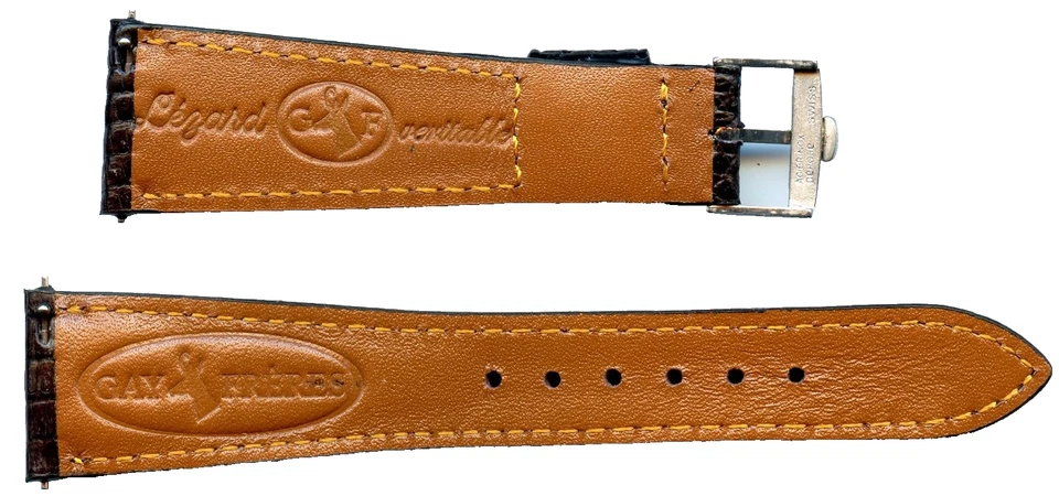 CINTA RETRÔ LIZARD GF 806 809 22mm forrada de couro e nos vintage fivela breitling - Imagem 4 de 4