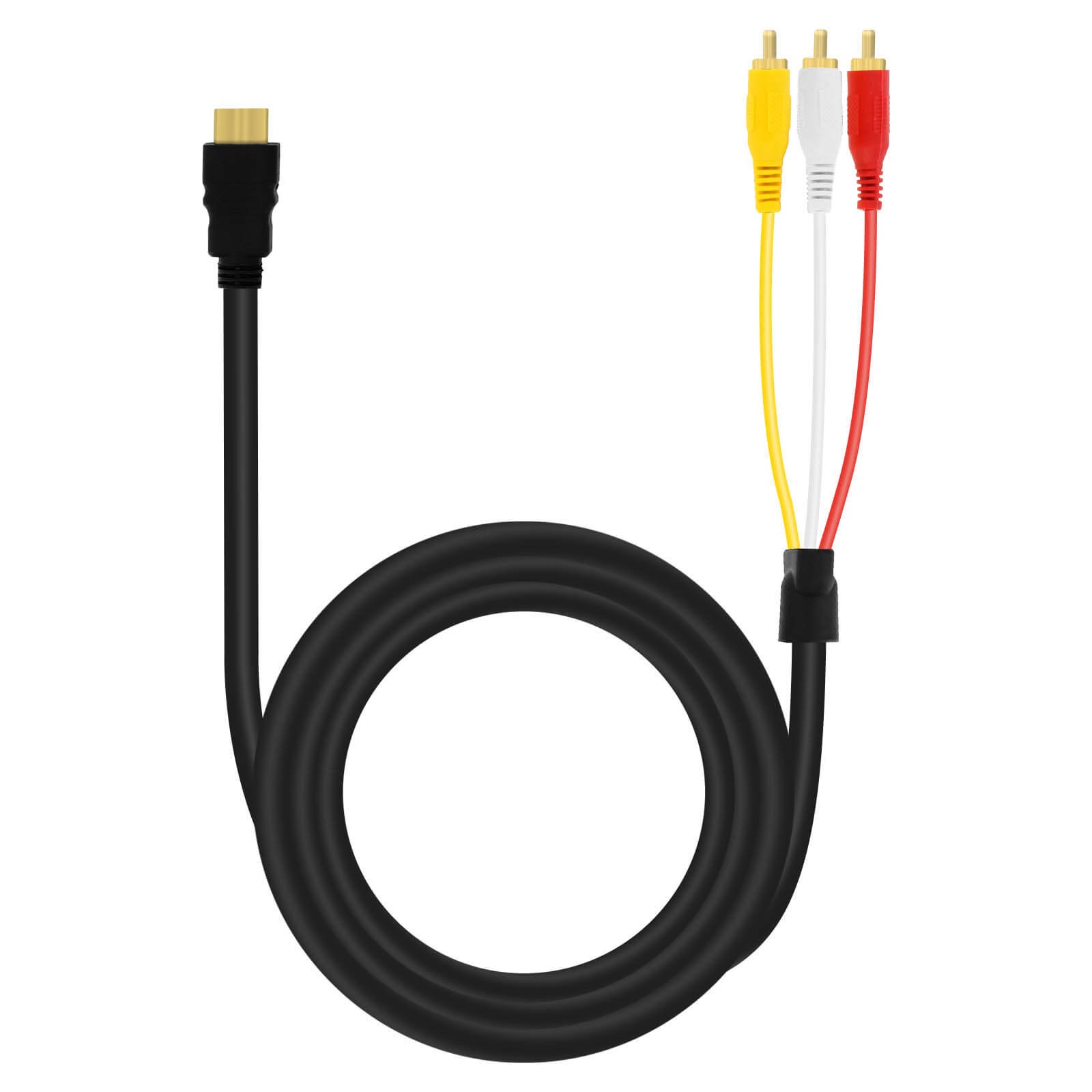 Câble HDMI vers 3 RCA mâle 1,5m LinQ avec fiches plaquées or pour signal fluide