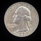 1964 Washington Quarter 90% Silver $0.25 FV Circulated Pre-1965 US Coin - 21-89
