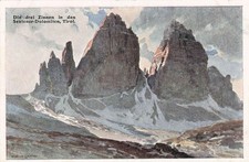 Tre Cime di Lavaredo Dolomites Tyrol Art Postcard Heinrich Stoltenberg c1910s