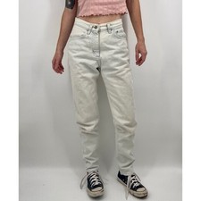 Vintage 90s Lee Jeans Womens 6-Med High Rise Light White Denim Tapered Retro Mom