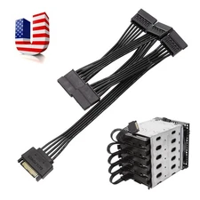 SATA Power 15 Pin 1 Male To 5 Female Splitter Hard Drive Adapter Cable HDD SSD*