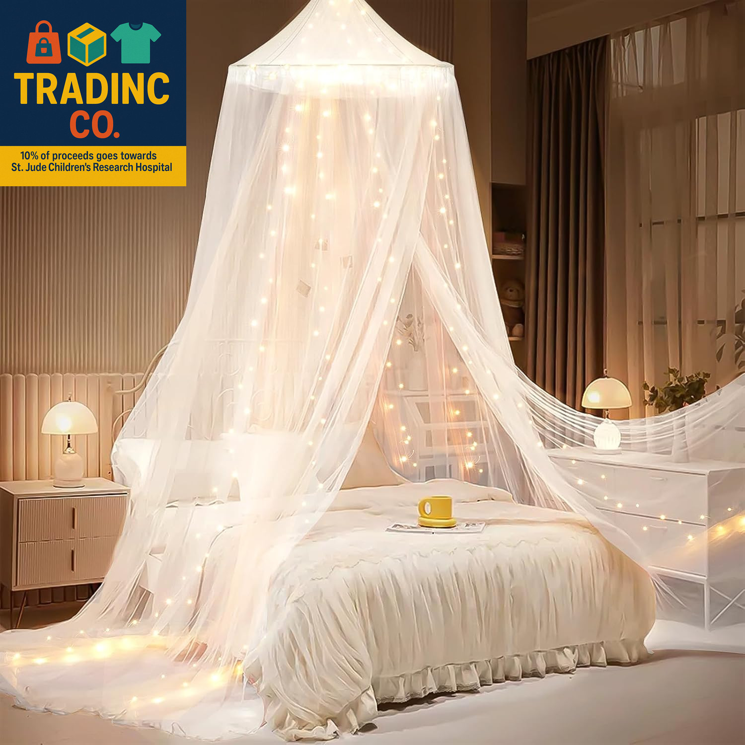 With Lights, Bed Canopy For Girls Princess With Luminous Stars, Canop