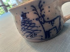 2008 Signed ELDRETH Christmas Mug Blue Salt G...