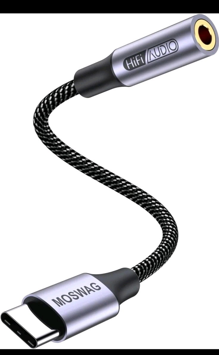 MOSWAG USB Tyoe C to 3.5Mm Headphone Jack Adapter Aux Dongle Android iOS