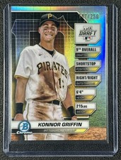 KONNOR GRIFFIN 2024 BOWMAN DRAFT #BDN-2 DRAFT NIGHT REFRACTOR 187/250 PIRATES