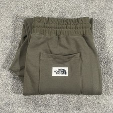 The North Face Jogger Pants Mens Small Green Fleece Sweatpants Logo Patch A7WXI