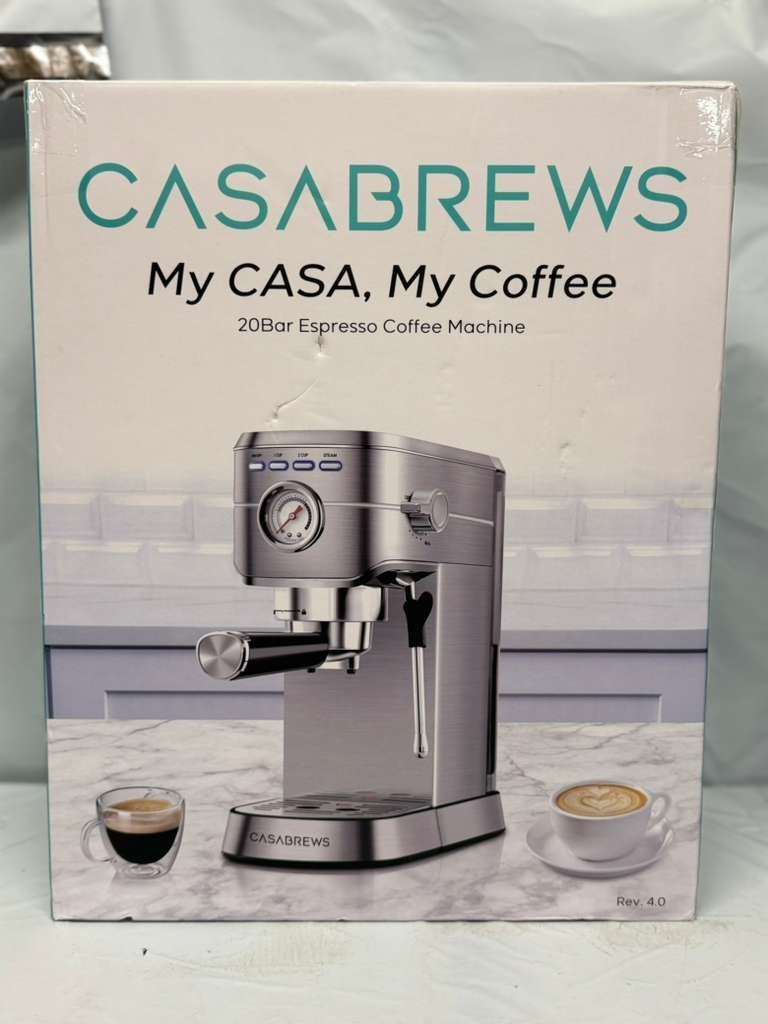 CASABREWS CM5418 20 Bar Compact Espresso Machine w/ Steam Milk Frother - Silver