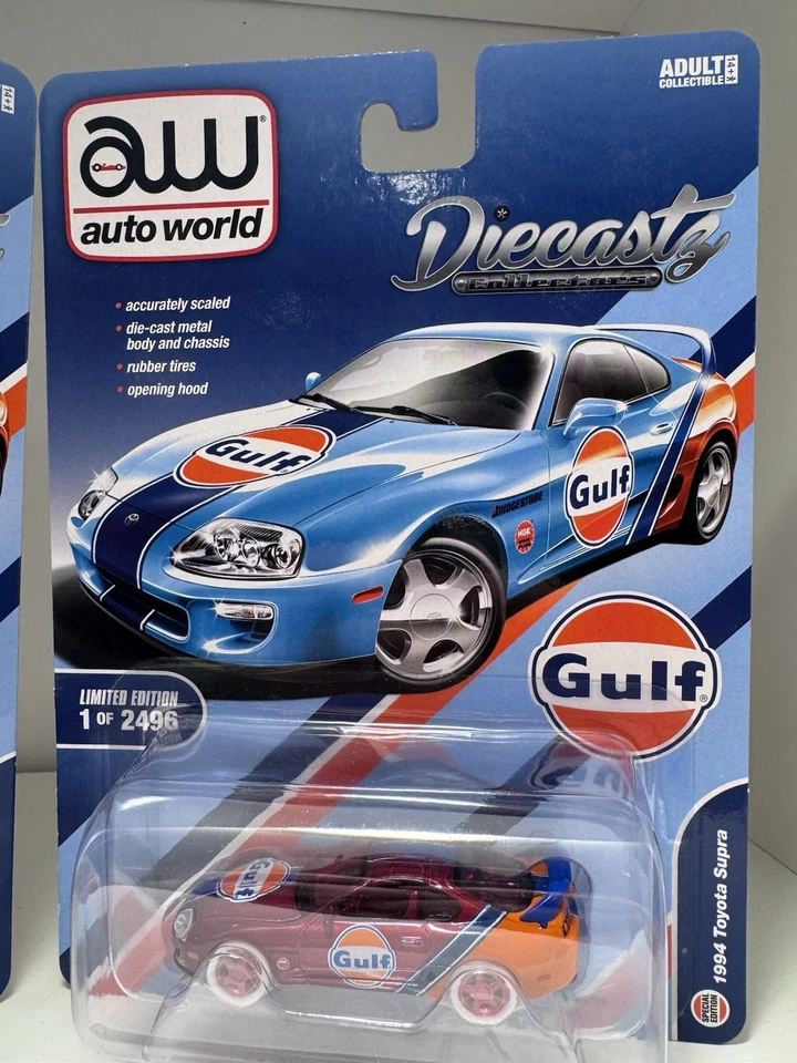 签名 WORLD DIECASTZ 独家 1994 年丰田 SUPRA Gulf 红色 Chase 全新 — 第 2/4 张图片