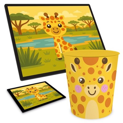 ITENGA Papierkorb Schreibtischunterlage Mauspad Set Kawaii GIRAFFE Kunststoff