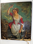 ZS Estate Antique Nicolas Lancret Style Painting Girl & The Escaped Bird fm Cage — photo 4