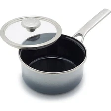 NEW Merten & Storck European Crafted Steel Core Enameled 1.4QT Saucepan Grey