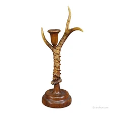 Black Forest Candle Holder with Wooden Base and Spout, Germany