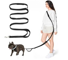 Hands Free Dog Leash Adjustable 8.5FT Waist Running Jogging Lead 3 Rings Black L