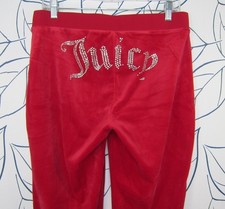 Juicy Couture Women  s Size M Bling Butt Velour Velvet Track Pants Red Y2K