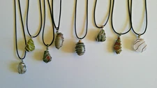 Unique Handcrafted Metal Wire Wrapped Mineral Rock Pendant Jewelry Necklace Gift