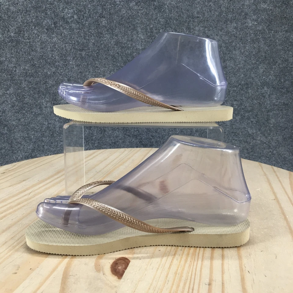 Sandalias Havaiianas para mujer 6 chanclas planas de playa beige dorado tanga puntera Foto 2 de 4