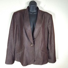 Le Suit Classic Brown Professional Women Blazer Jacket Size 18 Business Attire