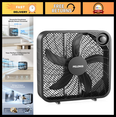 20'' Box Fan - 3 Speed Floor/Table Fan, 2295 CFM Airflow, Lightweight, Quiet, Ide
