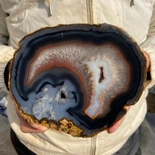 5.8lb Natural Banded Agate Geode Quartz Crystal Rough Mineral Specimens Healing