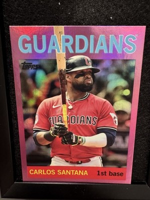 2025 Topps Archives - Carlos Santana #7 Pink Foil (SP)