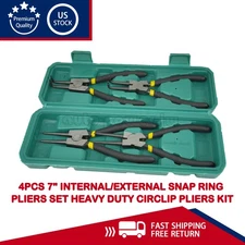 4Pcs 7" Internal/External Snap Ring Pliers Set Heavy Duty Circlip Pliers Kit US