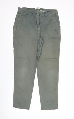 WoolOvers Damen grüne Chinohose Größe 14 Baumwolle Stretch