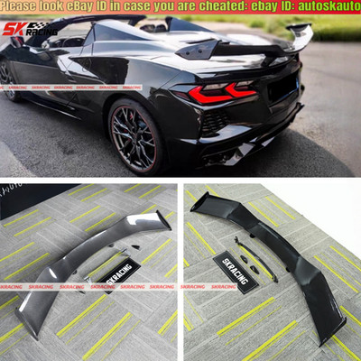 For Chevrolet Corvette C8 Stingray Z51 Unpainted/Carbon Fiber Rear Spoiler Wing