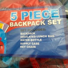 Marvel Spider-Man 5 Piece Backpack Set Flashing Lights Lunch Bag Water Bottle