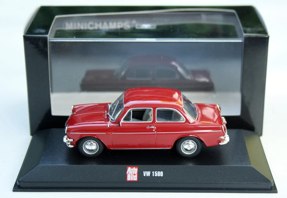 VW 1500 Typ 3 Limousine Bj. 1961-1966, Rosso, Minichamps-Sondermodell Auto Foto - Immagine 4 di 4