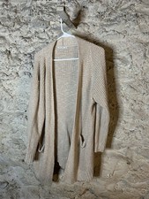 Pink Clover Beige Knit Open Front Cardigan Sweater XL Long Sleeve Women's