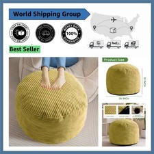 Elegant Round Pouf Ottoman - 26'' Faux Fur Foot Rest for Stylish Living Rooms