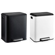 8 Gal/30L Stainless Steel Dual Compartment Trash Can, Foot Pedal, Soft-Close Lid