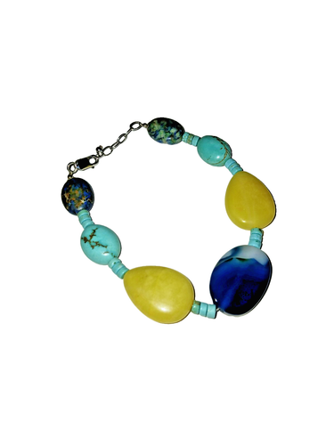 Stone Yellow Color MULTIPLE STONE BRACELET IN BLUE AND YELLOW COLORS | eBay