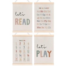 Alphabet Numbers Poster Hanger Frame Set of 4, Alphabet ABC Banner Poster wit...