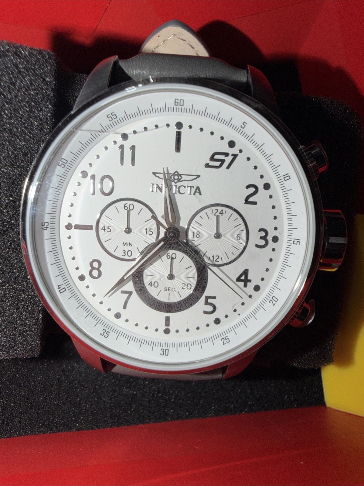 Invicta Men's Chronograph Watch - S1 Rally White Dial Grey Leather Strap | 25723