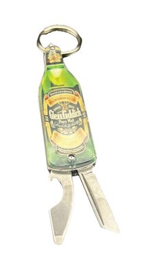 Vintage Glenfiddich Pure Malt Scotch Whiskey Keychain Pocket Knife Bottle Opener