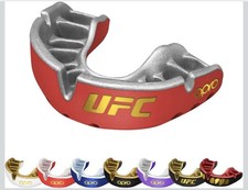 OPRO Gold Level Mouth Guard - Moldable Mouthguard. UFC - Red/Silver, Adult