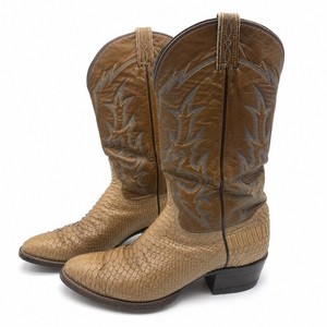Tony Lama Men\'s 8.5D Exotic Python Snakeskin Black Label 8113 Brown Cowboy Boots Tony lama python boots - Gem main image 4
