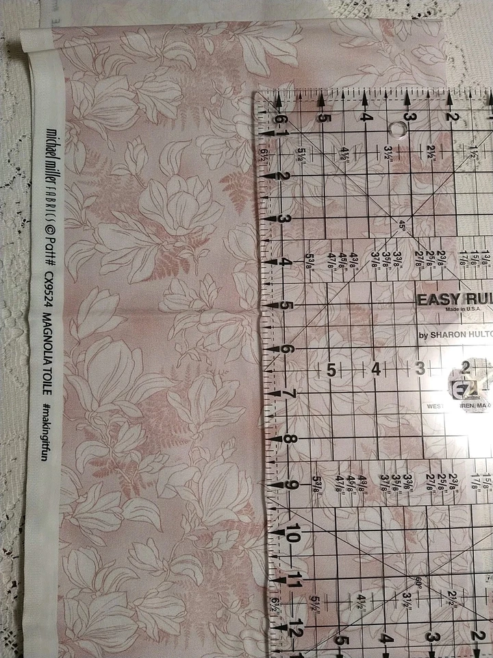 REMNANT Michael Miller Magnolia Toile Cotton Fabric 25"x9" French Country Farm - Image 3 of 4