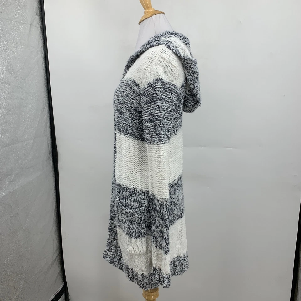 Cárdigan Michael Kors Mujer M Mediano Multi Rayas Frente Abierto Grueso Tejido Con Capucha Foto 3 de 4