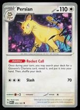 #53 persian pokemon card - 053/165 - Pokemon 151 - Reverse Foil you may search your deck for any 1 card and put it into your hand Persian Pokemon Trading Card -