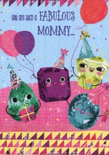 Designer Greetings Cute Gems Wearing Party Hats Birthday Card for Mommy