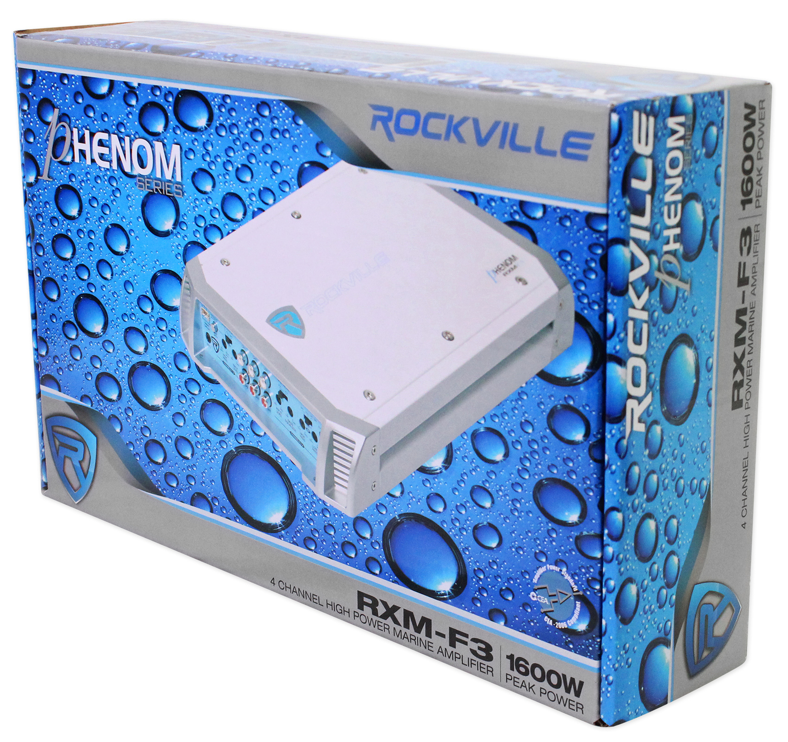 Морскойлодочный 4-канальный усилитель Rockville RXM-F3 мощностью 1600 Вт Микрофон PA Комплект усилителей