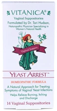 Vitanica Yeast Arrest, for Yeast Infection Symptoms, 14 Suppositories