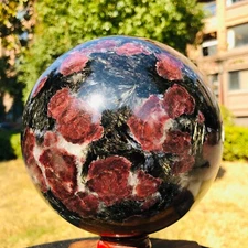 12.34LB Large Natural Garnet Sphere Crystal "Fireworks Stone"The Ball Healing