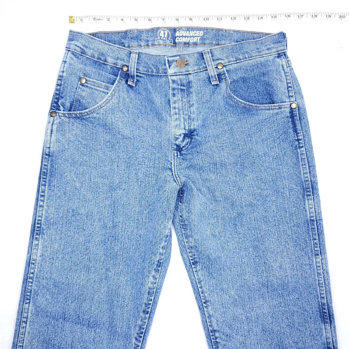 Wrangler 47 MACSB Advanced Comfort Cowboy Fit Blue Jeans Mens Size