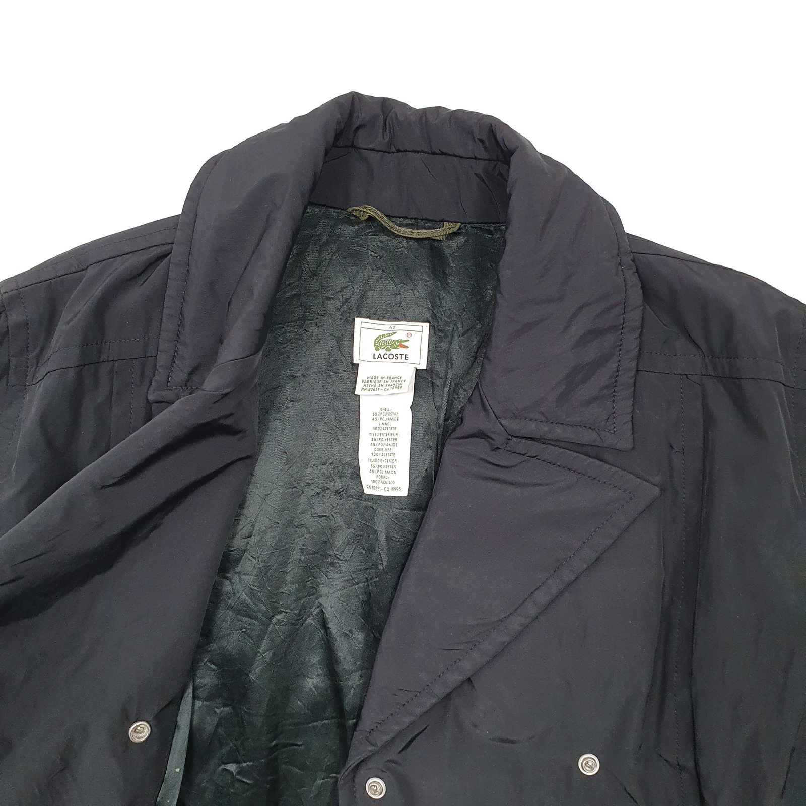 LACOSTE Padded Jacket Insulated Double Breasted Padded Longline Coat Womens L image 3