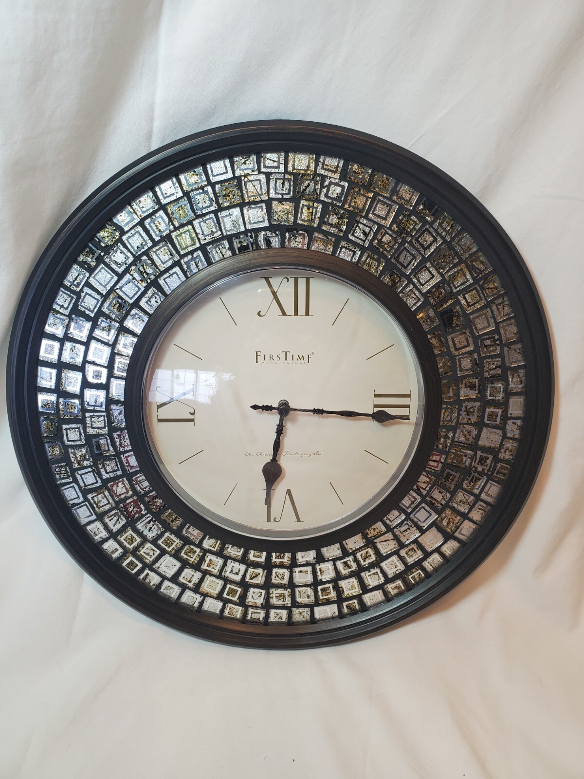 FirsTime & Co. Pearl Mosaic Wall Clock, 12-3/4" Diameter Bla