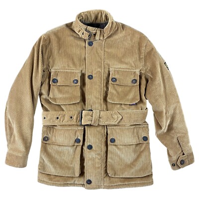 BELSTAFF Corduroy Jacket Coat Belted Made in Italy Ladies Size